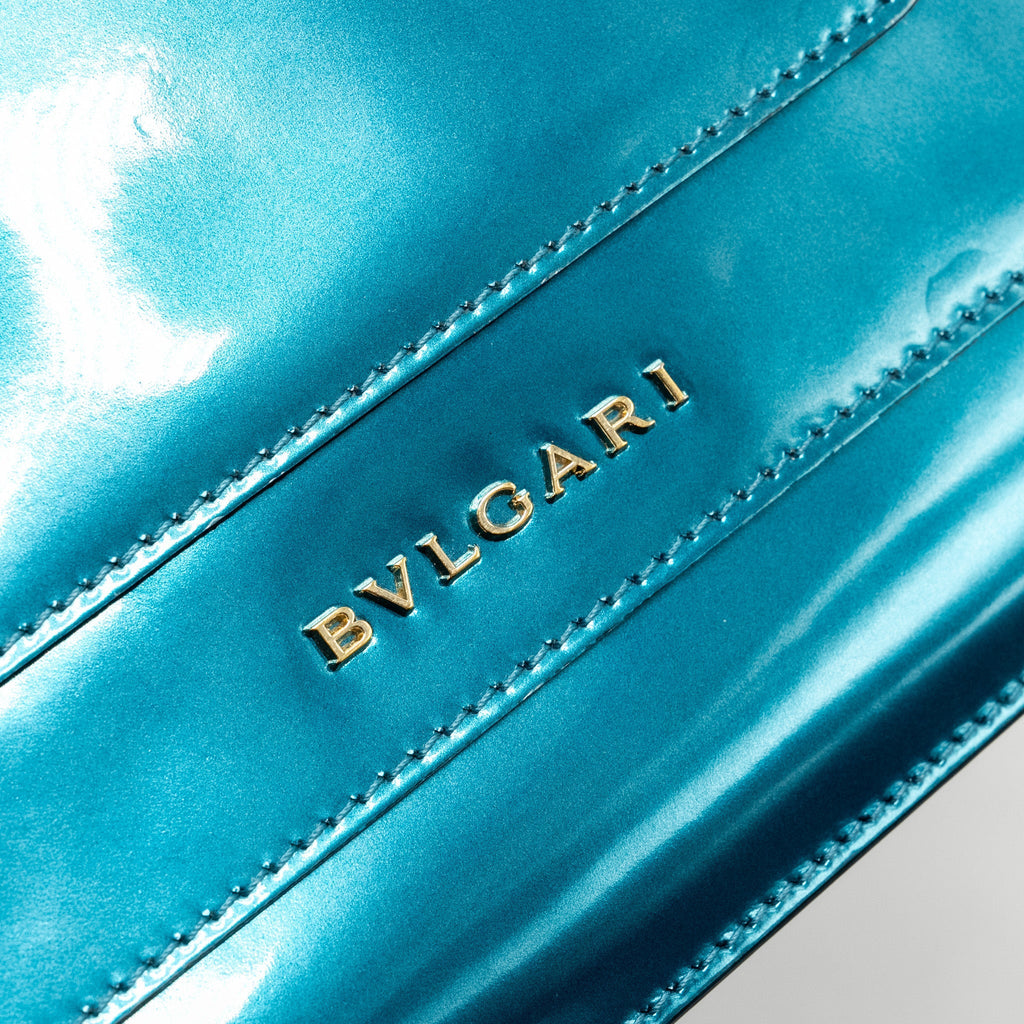 BVLGARI SERPENTI FOREVER BAG PATENT METALLIC BLUE LGHW