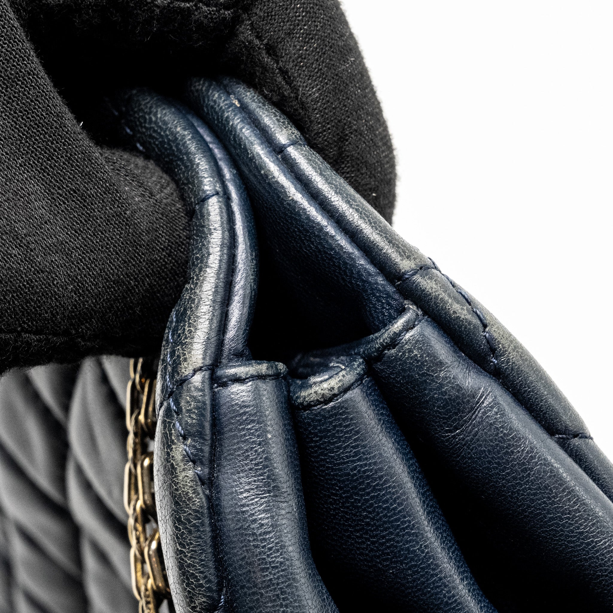 CHANEL JUST MADEMOISELLE BOWLING BAG LAMBSKIN DARK BLUE GHW