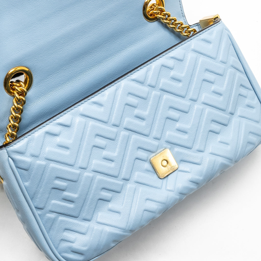 FENDI BAGUETTE CHAIN MIDI NAPPA LIGHT BLUE GHW