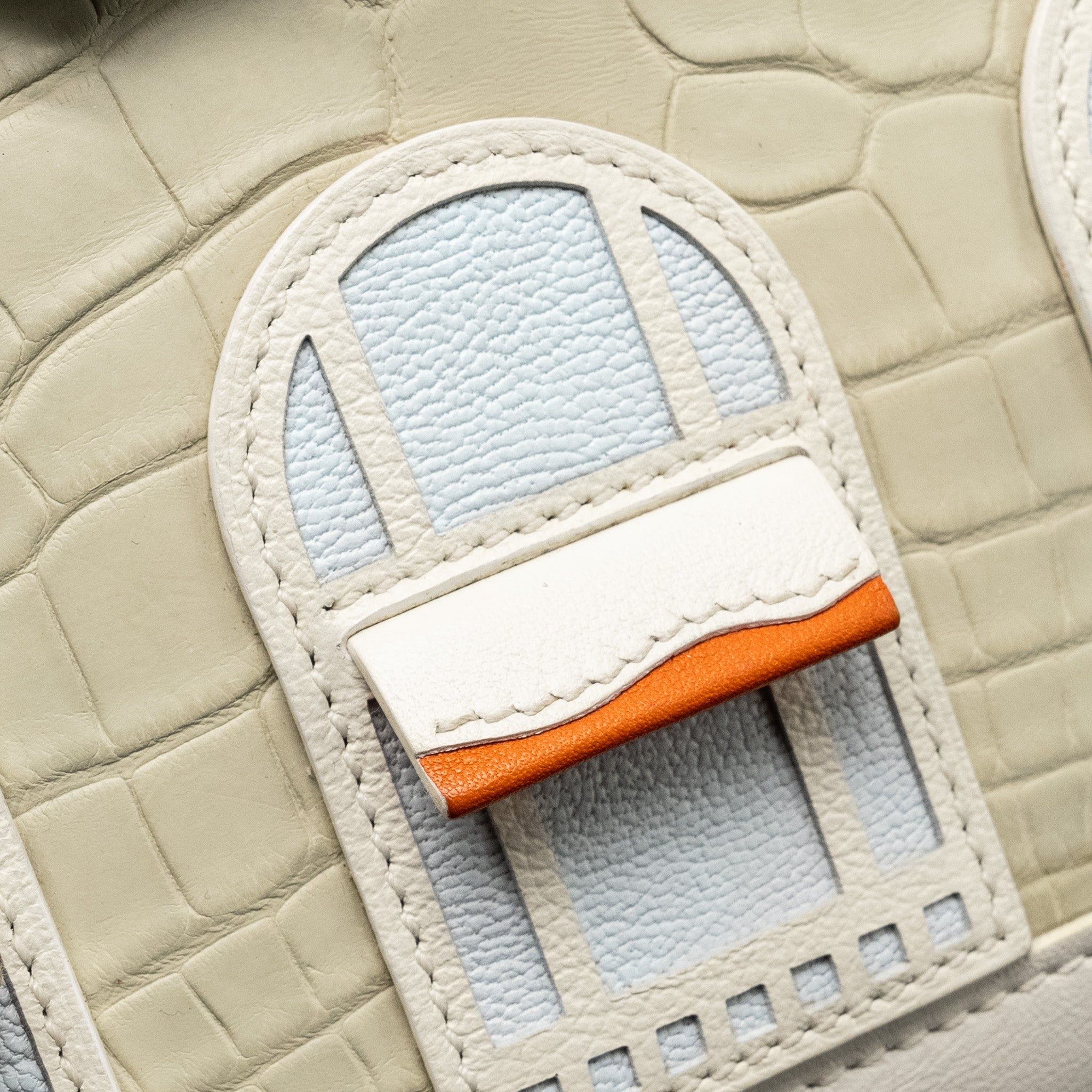 HERMES BIRKIN 20 FAUBOURG SNOW MATT ALLIGATOR / TOGO / EPSOM/ SWIFT BETON SHW