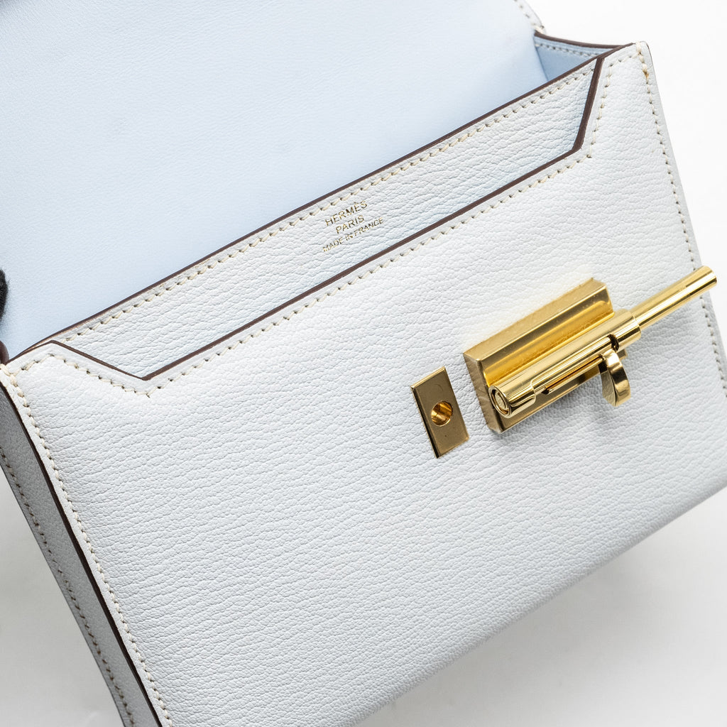 HERMES MINI VERROU CHEVRE MYSORE BLUE BRUME GHW
