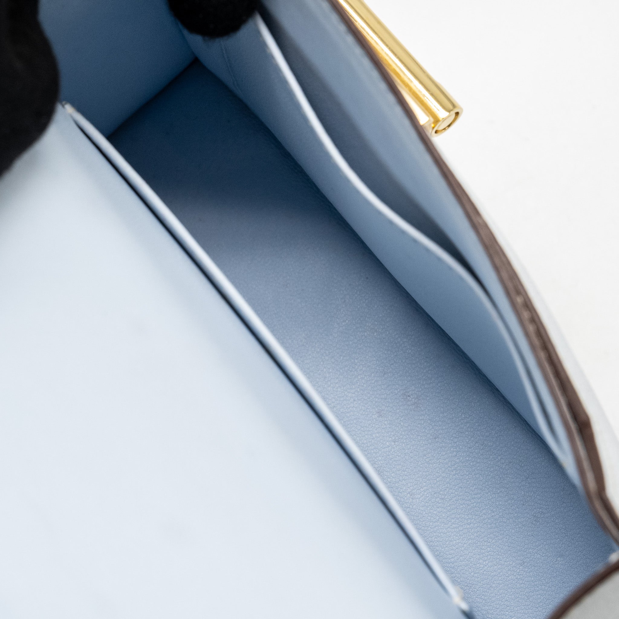 HERMES MINI VERROU CHEVRE MYSORE BLUE BRUME GHW