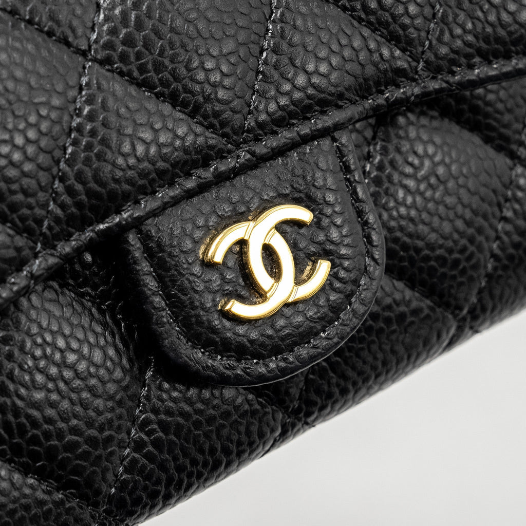 CHANEL CLASSIC FLAP CARD HOLDER CAVIAR BLACK GHW (MICROCHIP)