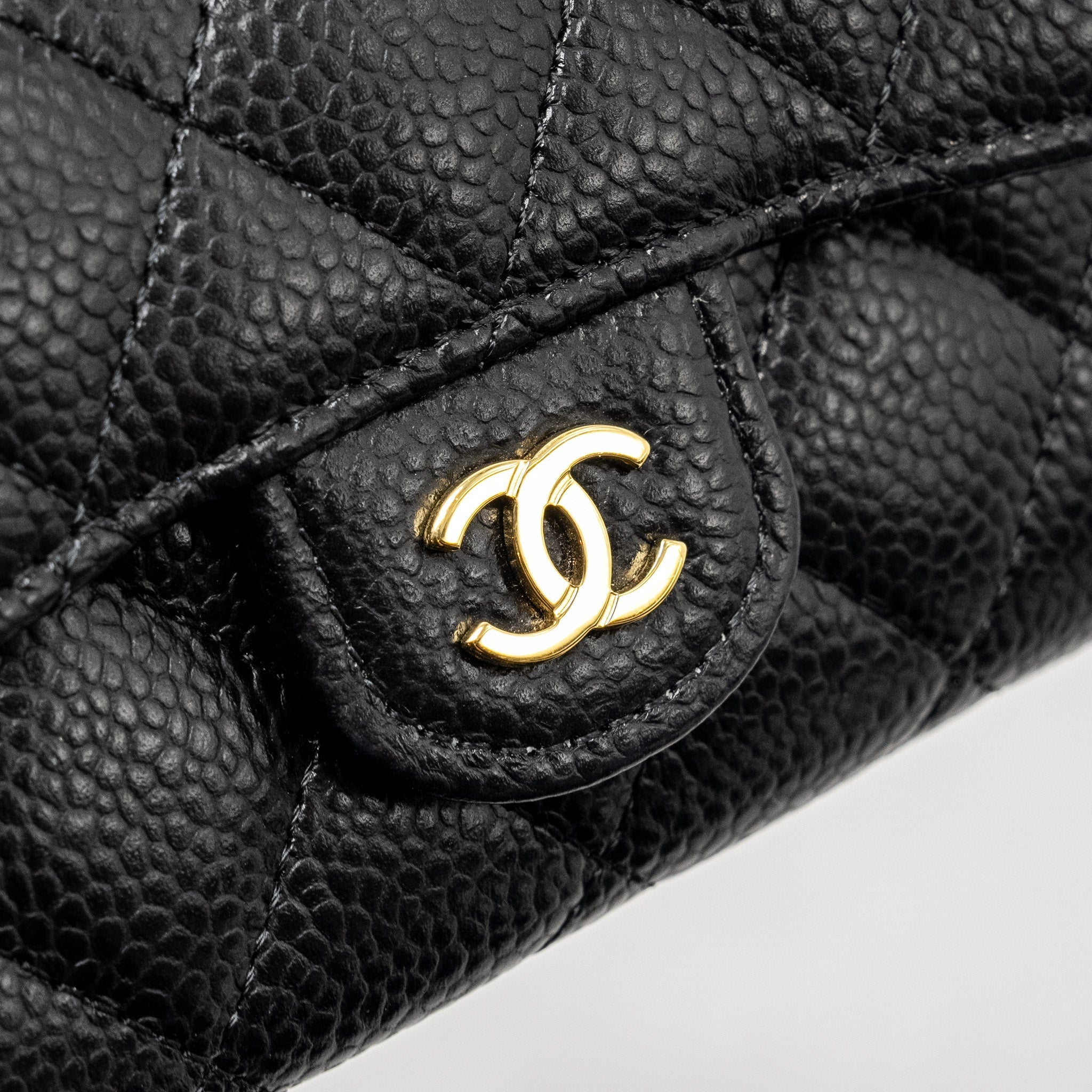 CHANEL CLASSIC FLAP CARD HOLDER CAVIAR BLACK GHW (MICROCHIP)