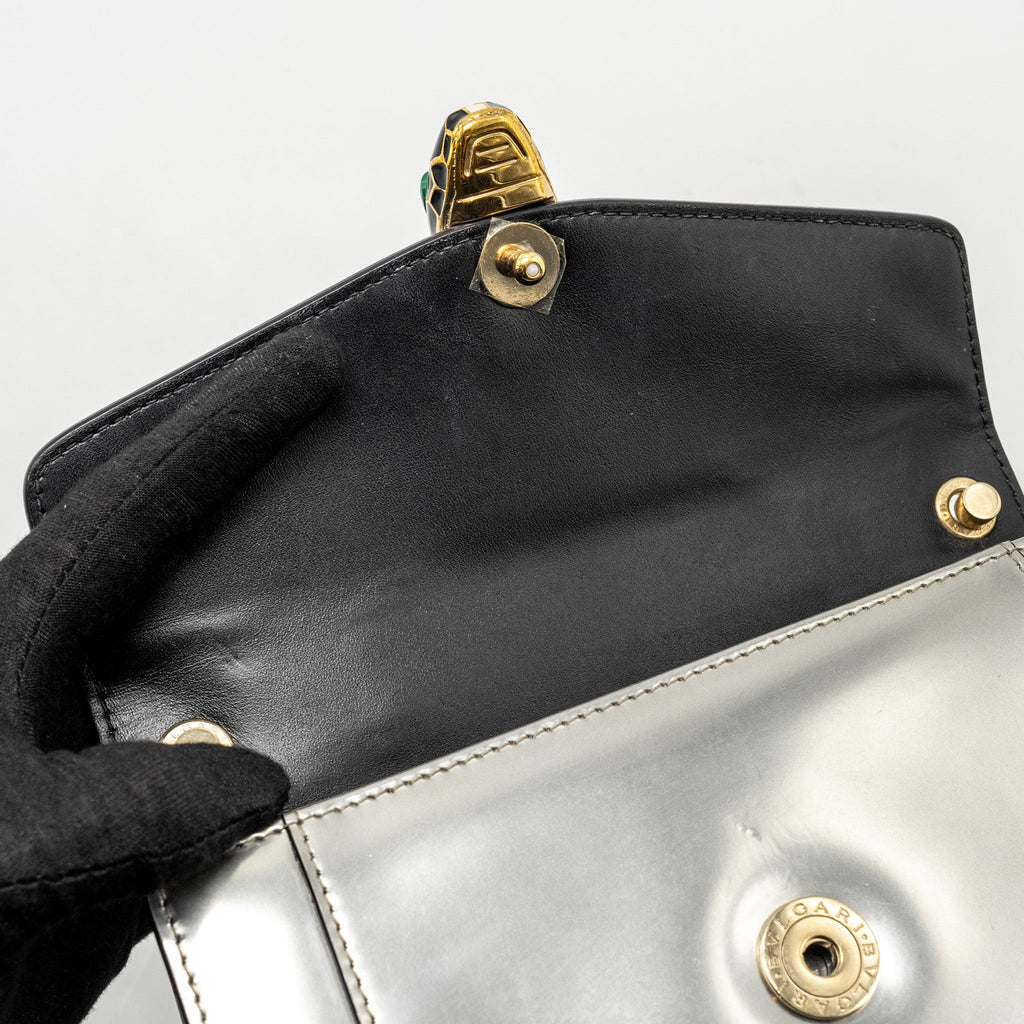 BVLGARI SERPENTI FOREVER SHOULDER BAG LEATHER SILVER LGHW
