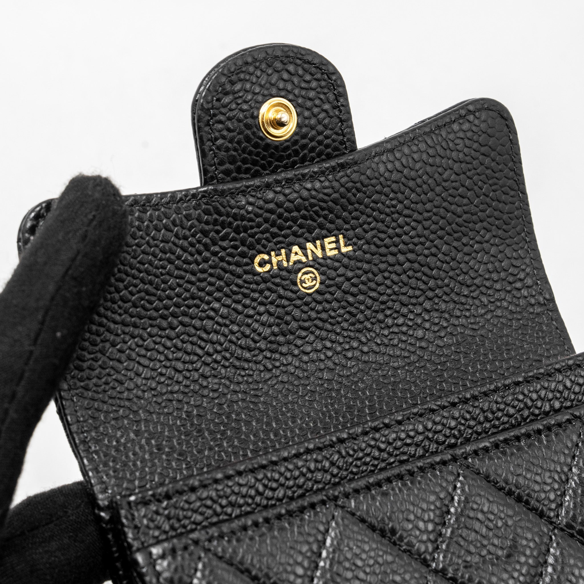 CHANEL CLASSIC FLAP CARD HOLDER CAVIAR BLACK GHW (MICROCHIP)
