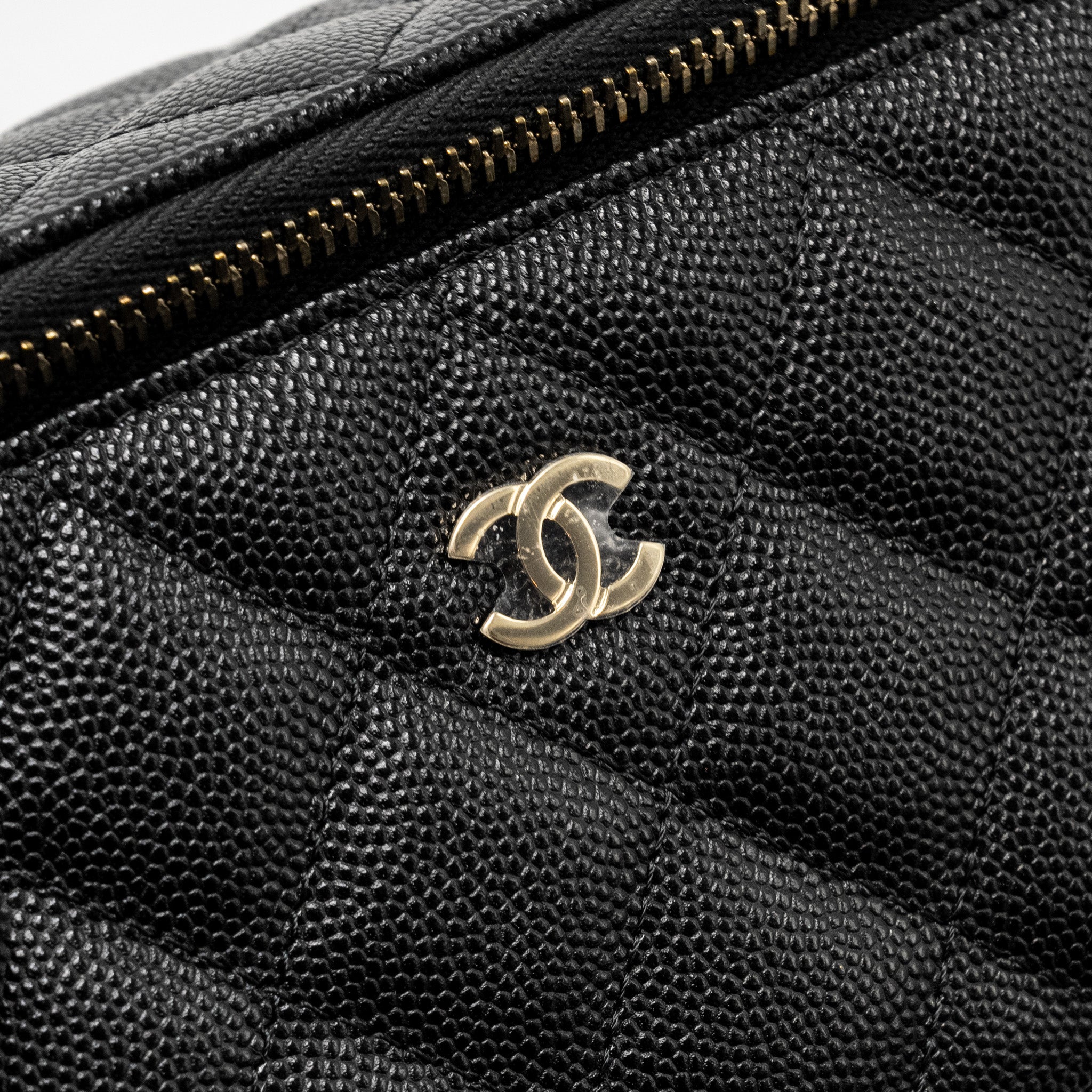 CHANEL LONG VANITY WITH CHAIN CAVIAR BLACK LGHW