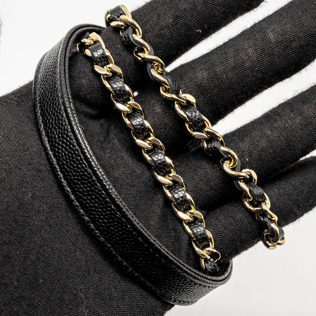 CHANEL QUILTED WALLET ON CHAIN CAVIAR BLACK GHW