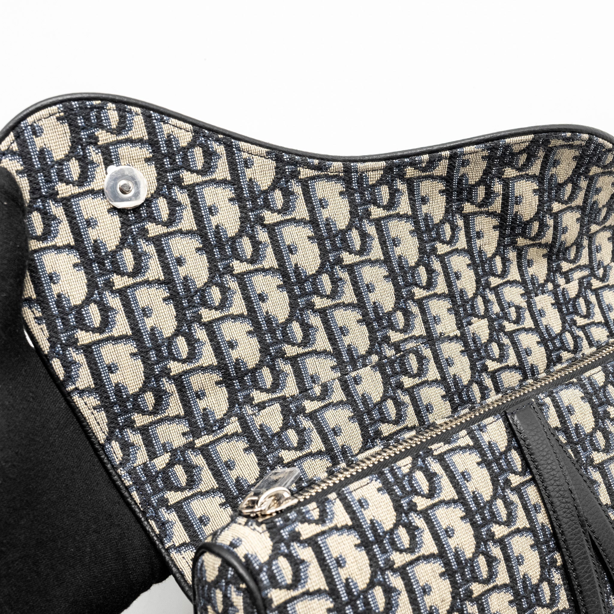 DIOR HOMME SADDLE BAG OBLIQUE JACQUARD BEIGE/BLACK GHW