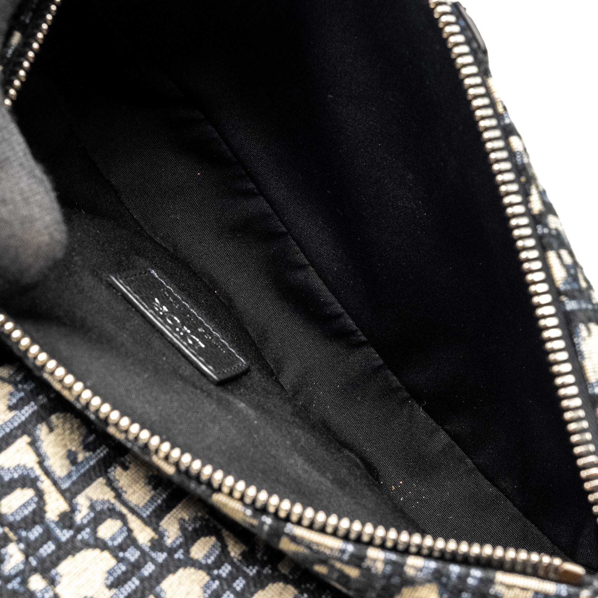 DIOR HOMME SADDLE BAG OBLIQUE JACQUARD BEIGE/BLACK GHW