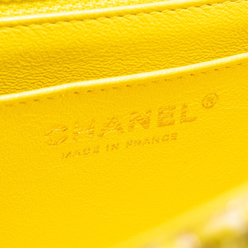CHANEL MINI 2.55 REISSUE FLAP BAG TWEED YELLOW GHW