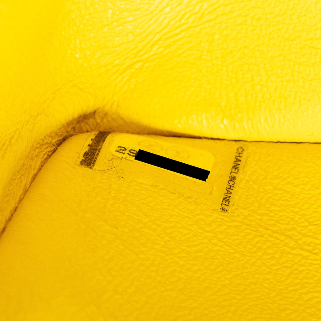 CHANEL MINI 2.55 REISSUE FLAP BAG TWEED YELLOW GHW