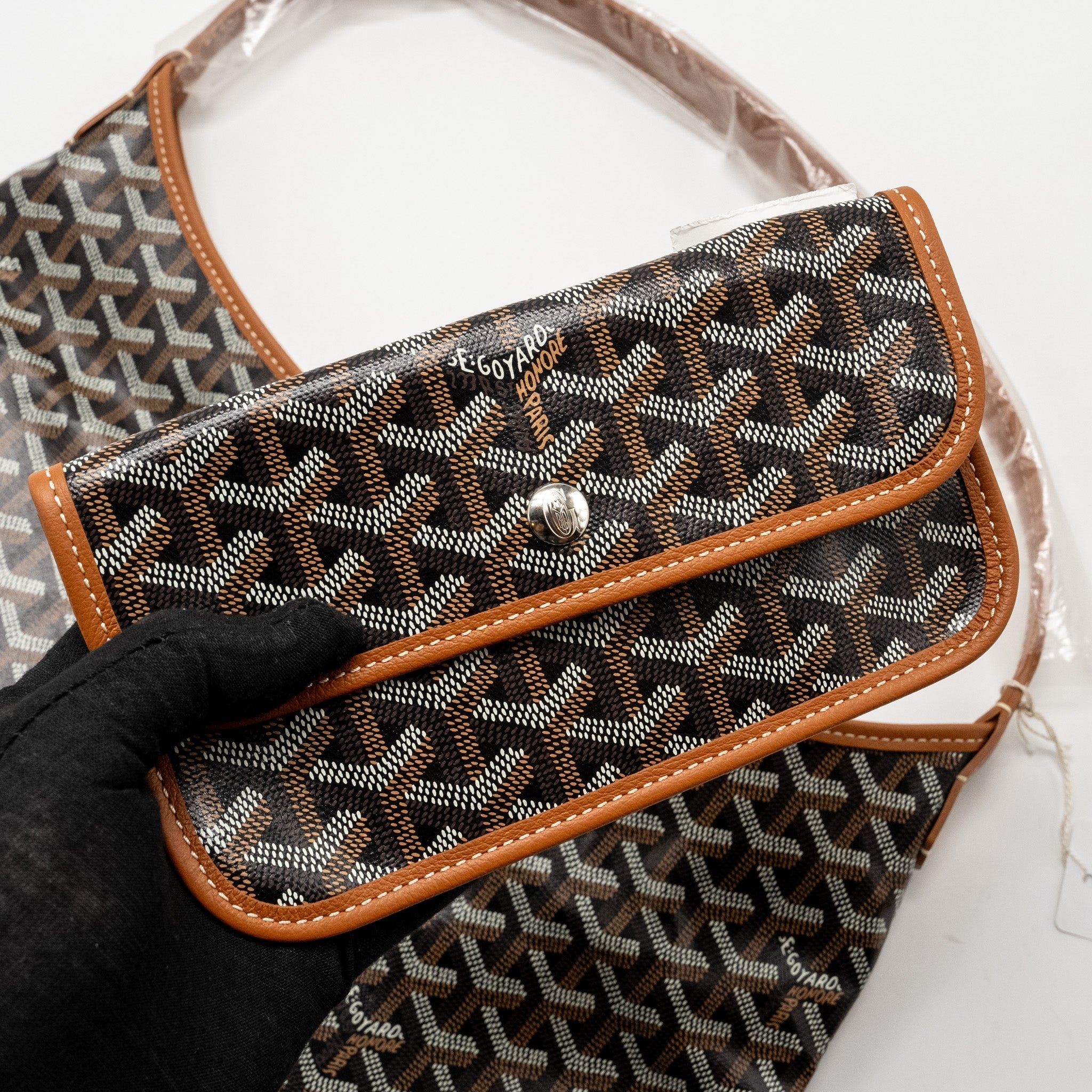 GOYARD BOHEME HOBO BAG GOYARDINE CANVAS/CALFSKIN BROWN SHW