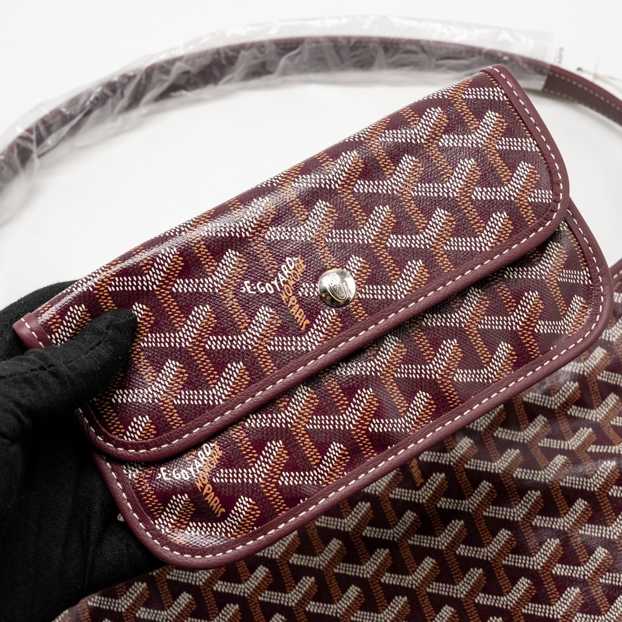 GOYARD BOHEME HOBO BAG GOYARDINE CANVAS/CALFSKIN BURGUNDY SHW