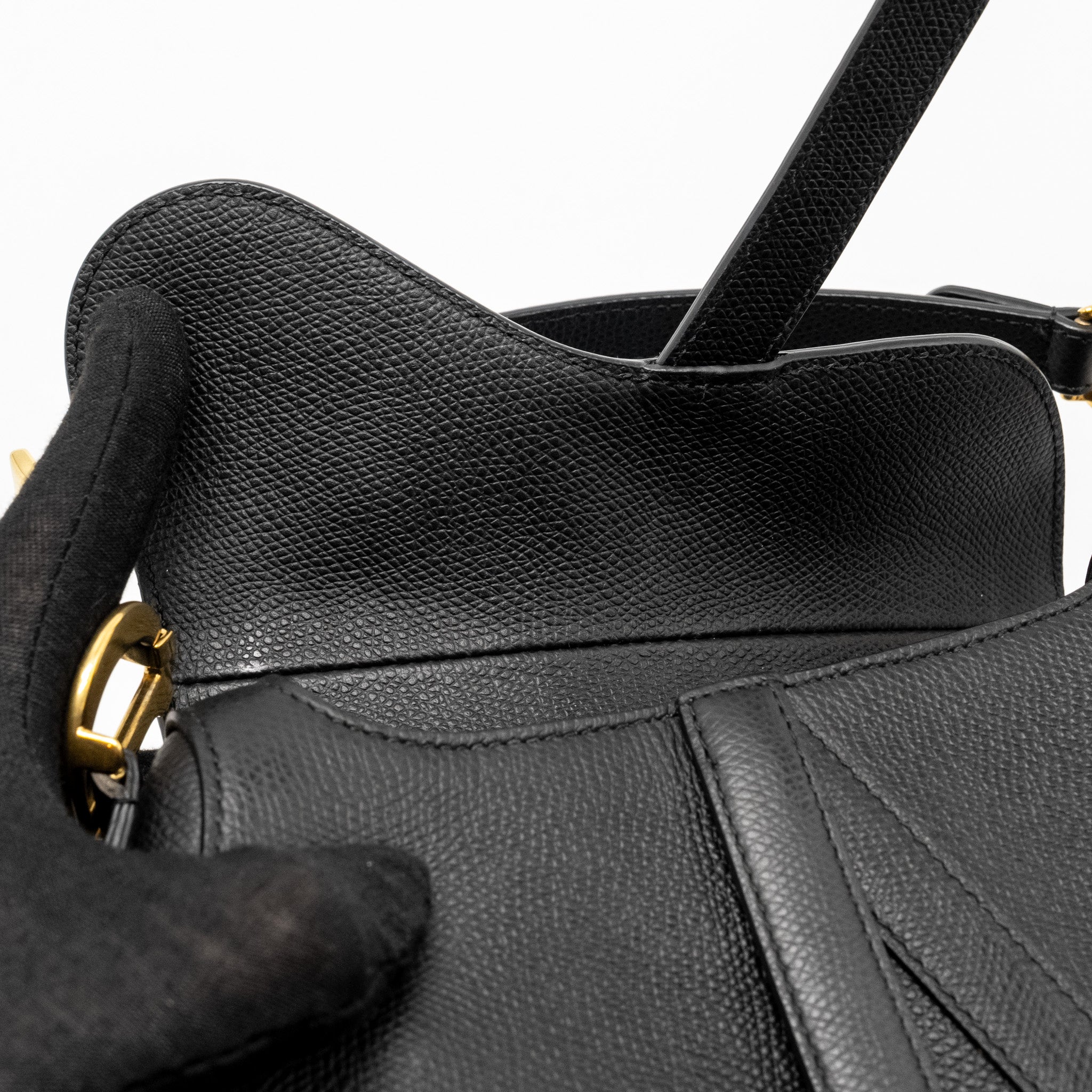 DIOR MINI SADDLE BAG CALFSKIN BLACK GHW