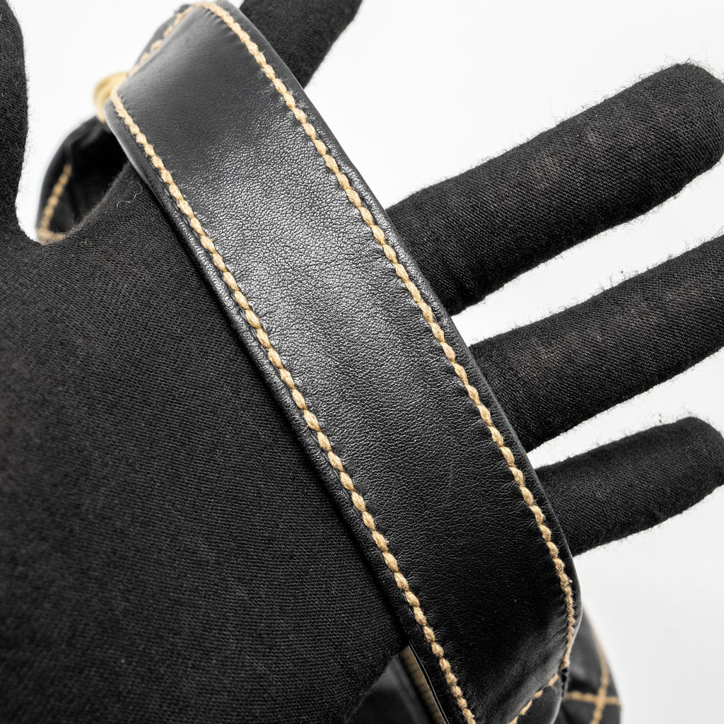 CHANEL VINTAGE WILD STITCH SHOULDER BAG CALFSKIN BLACK GHW