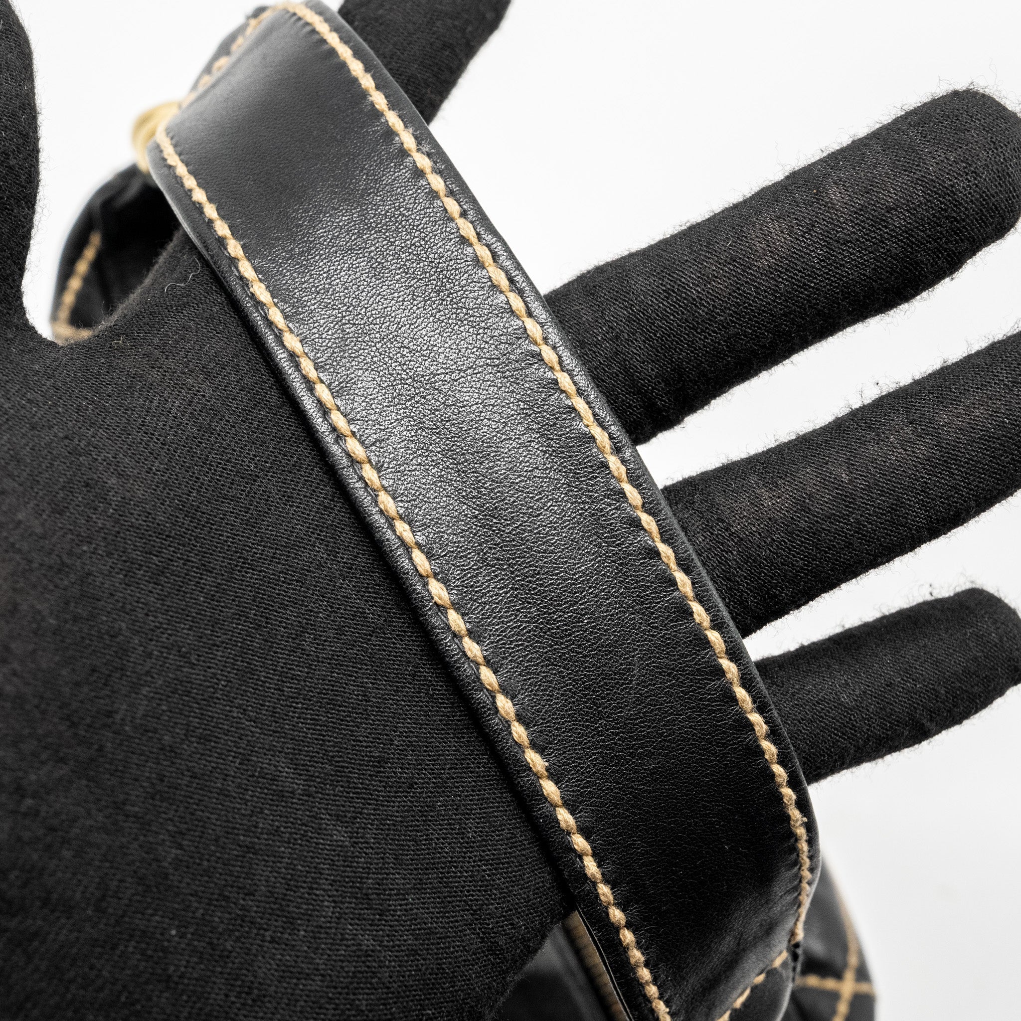 CHANEL VINTAGE WILD STITCH SHOULDER BAG CALFSKIN BLACK GHW