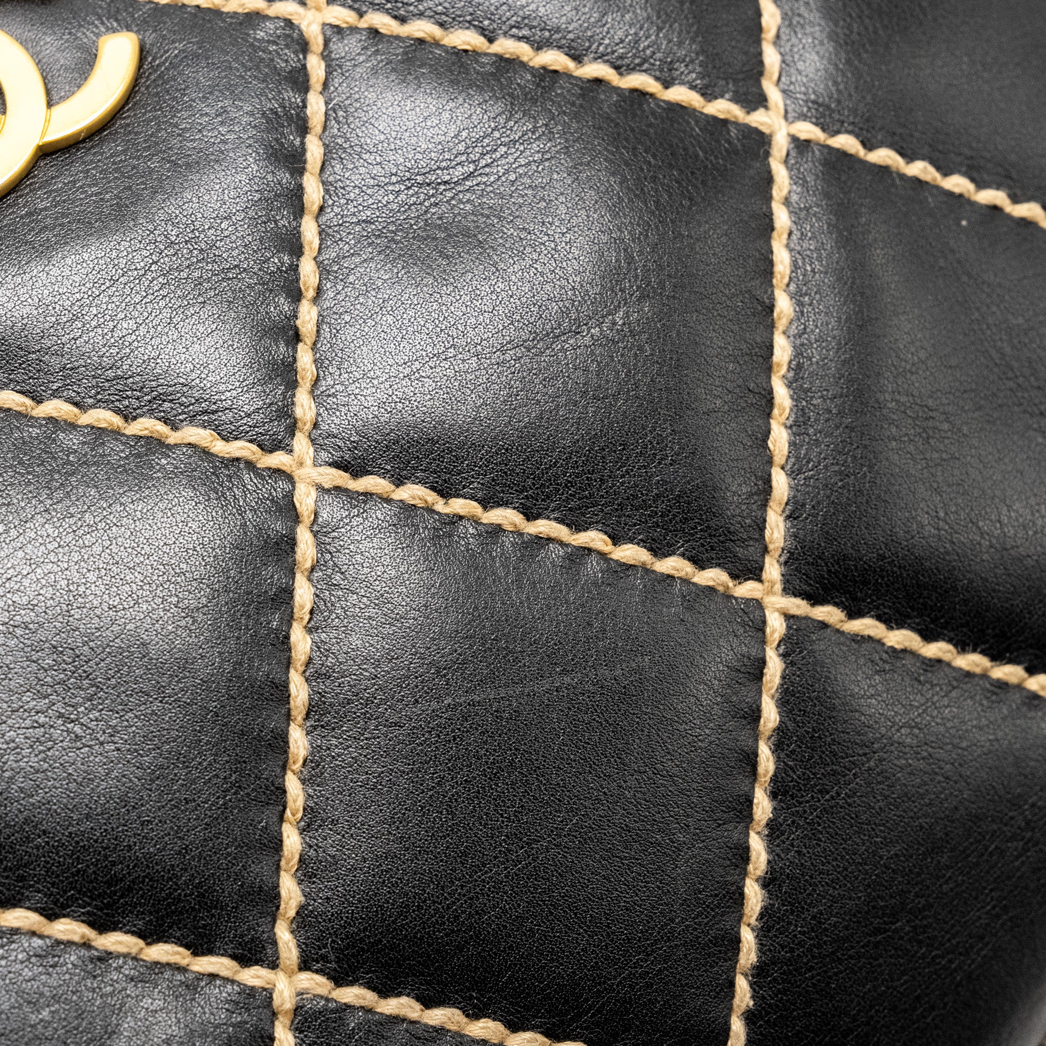 CHANEL VINTAGE WILD STITCH SHOULDER BAG CALFSKIN BLACK GHW