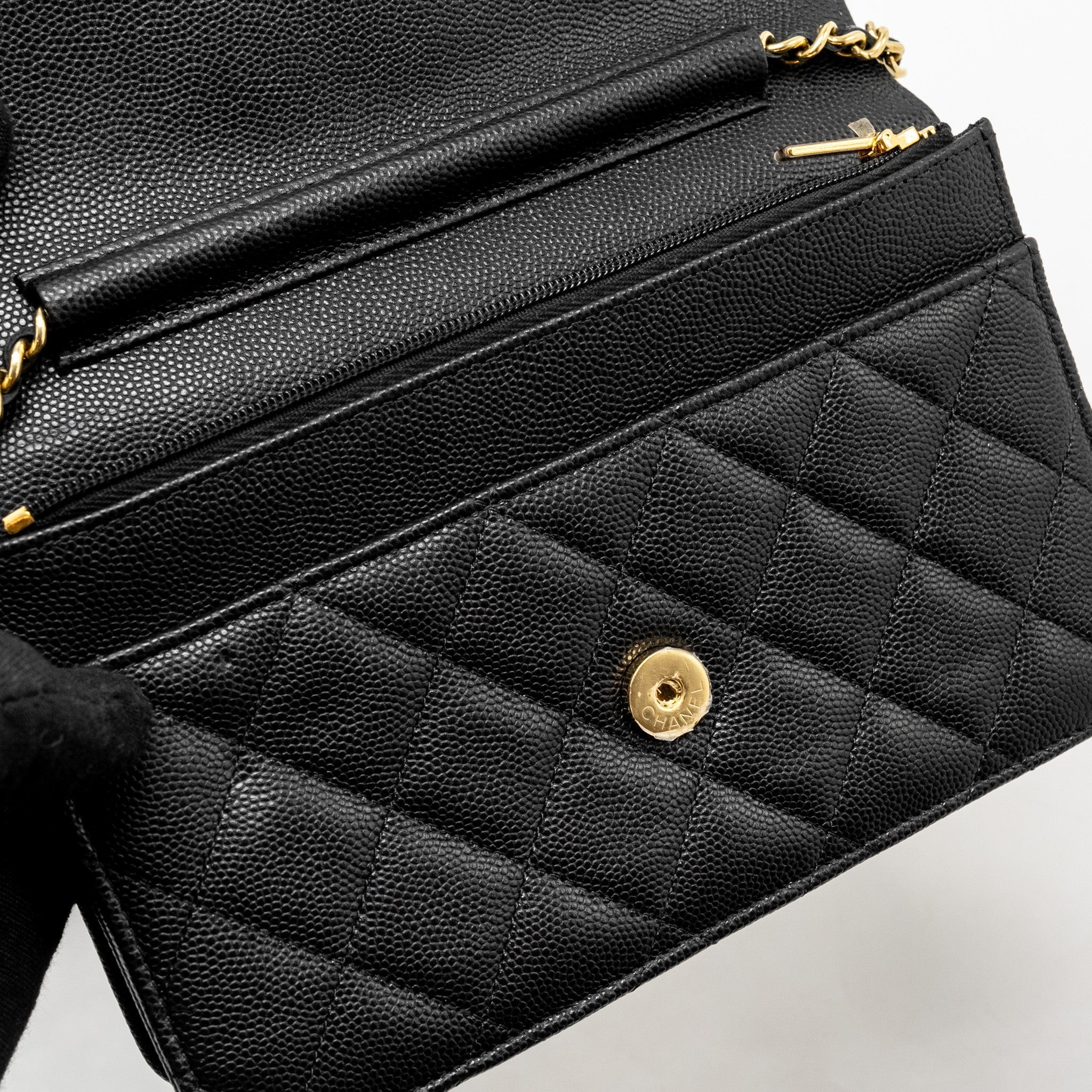 CHANEL COCO CASINO WALLET ON CHAIN CAVIAR BLACK GHW (MICROCHIP)