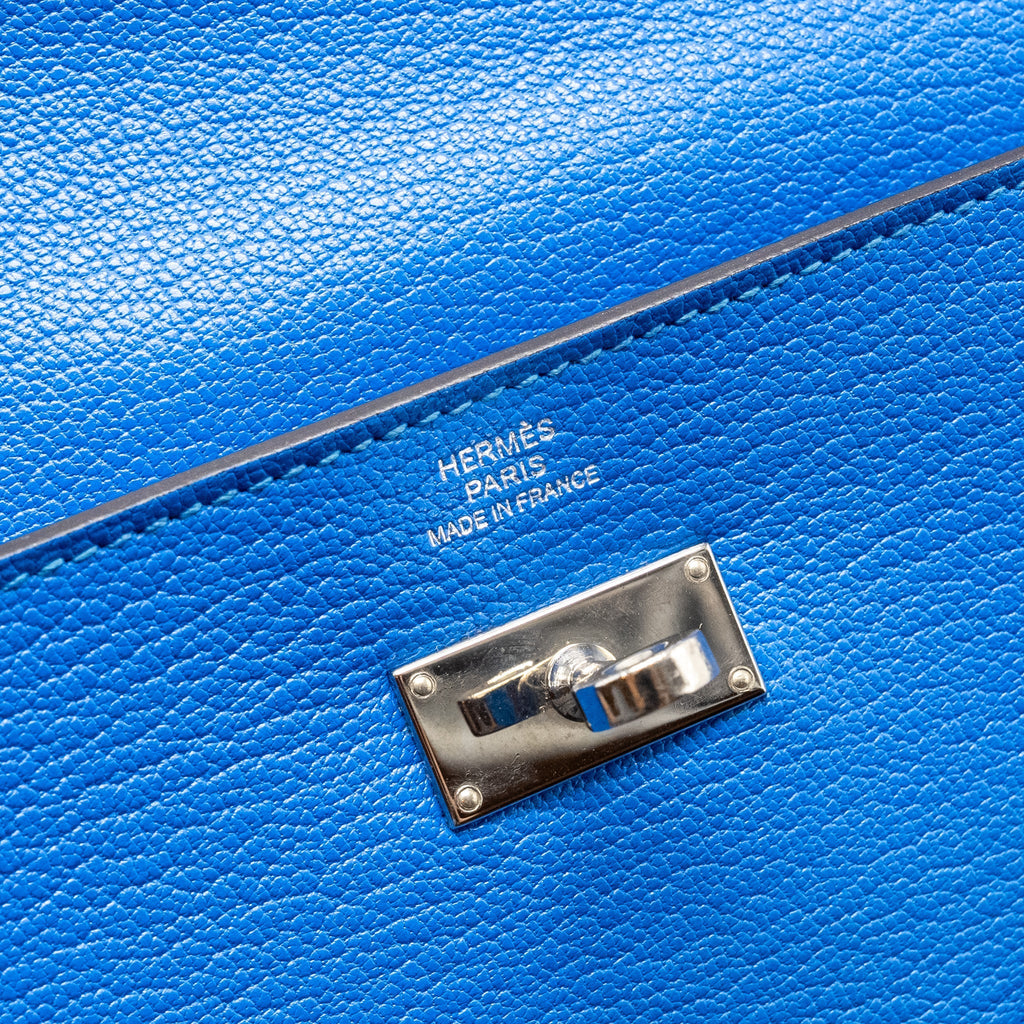 HERMES KELLY LONG WALLET CHÈVRE MYSORE BLUE HYDRA SHW