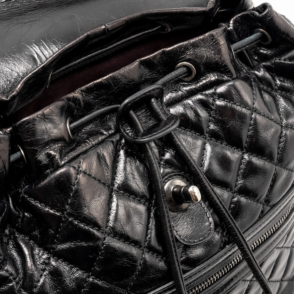 CHANEL MOUNTAIN BACKPACK QUILTED CALFSKIN BLACK RUTHENIUM HARDWARE