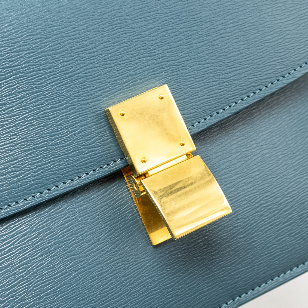 CELINE TEEN CLASSIC BOX BAG CALFSKIN GREEN SMOKE GHW