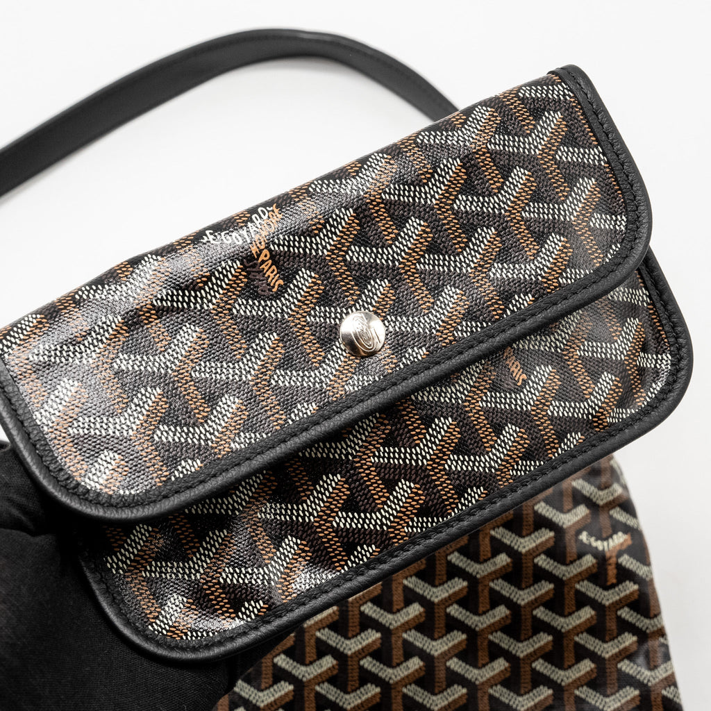 GOYARD BOHEME HOBO BAG GOYARDINE CANVAS/CALFSKIN BLACK SHW