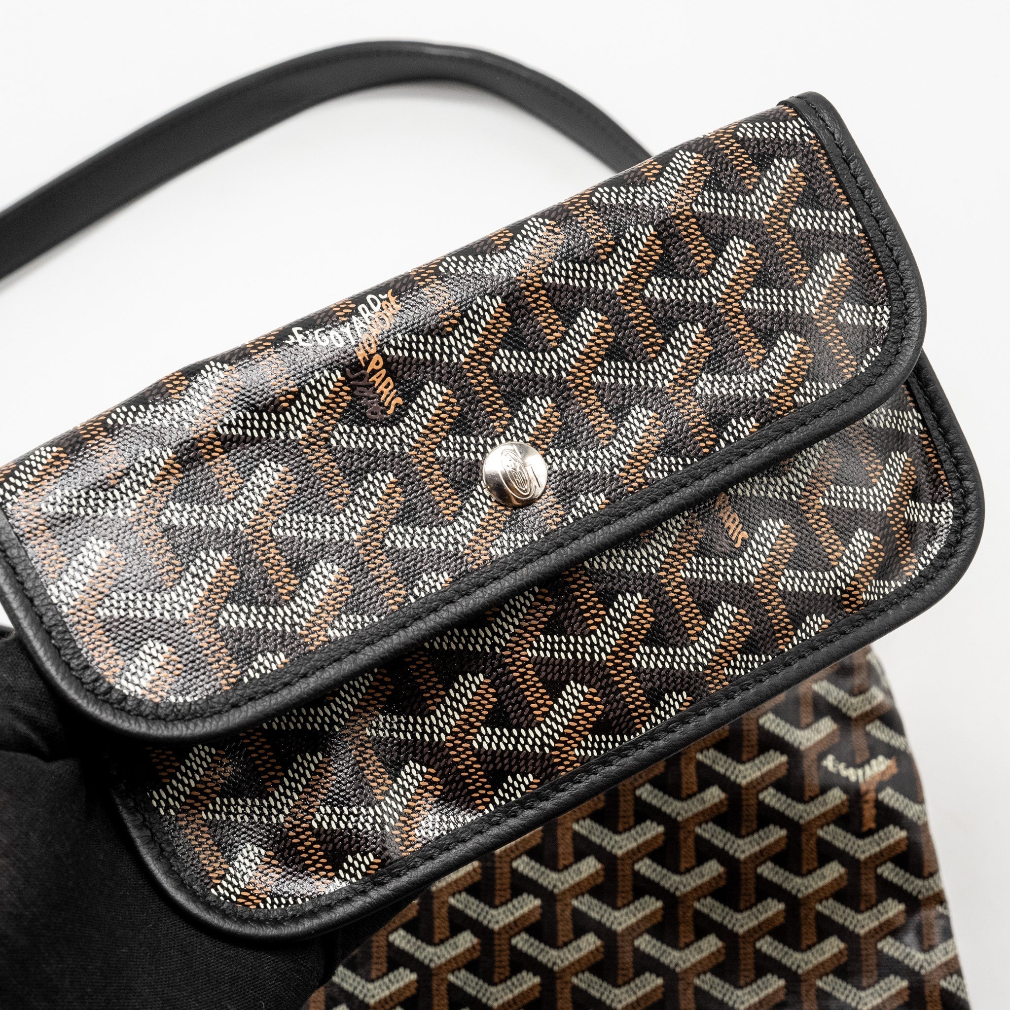 GOYARD BOHEME HOBO BAG GOYARDINE CANVAS/CALFSKIN BLACK SHW
