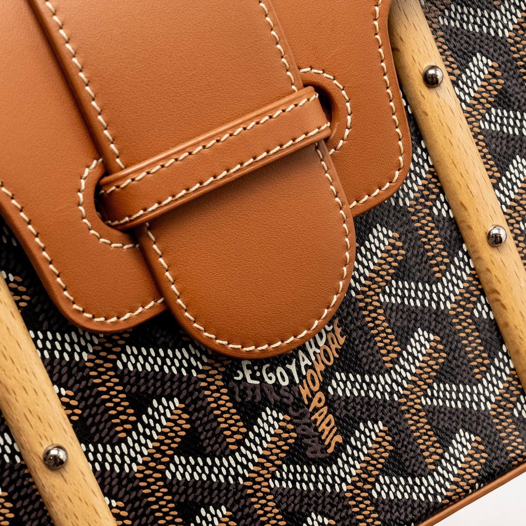 GOYARD MINI STRUCTURE SAIGON BAG CANVAS / CALFSKIN BLACK/TAN SHW