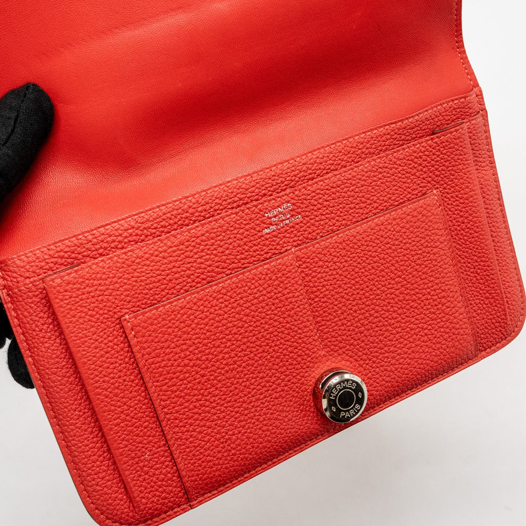 HERMES DOGAN COMPACT WALLET TOGO RED SHW