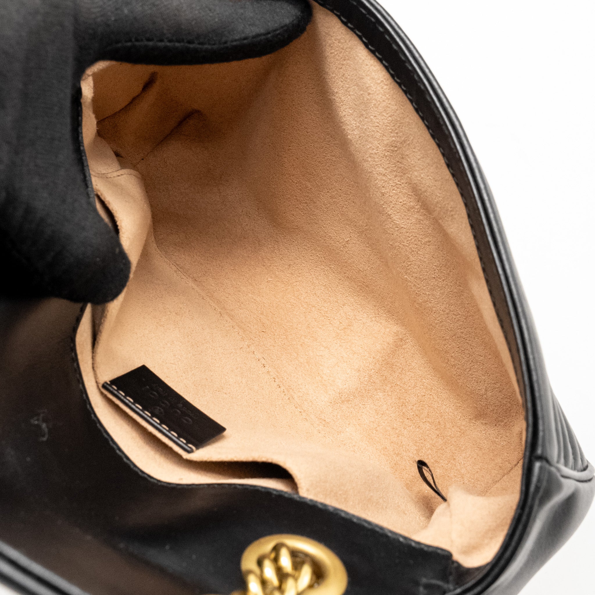 GUCCI MINI GG MARMONT SHOULDER BAG CALFSKIN BLACK GHW