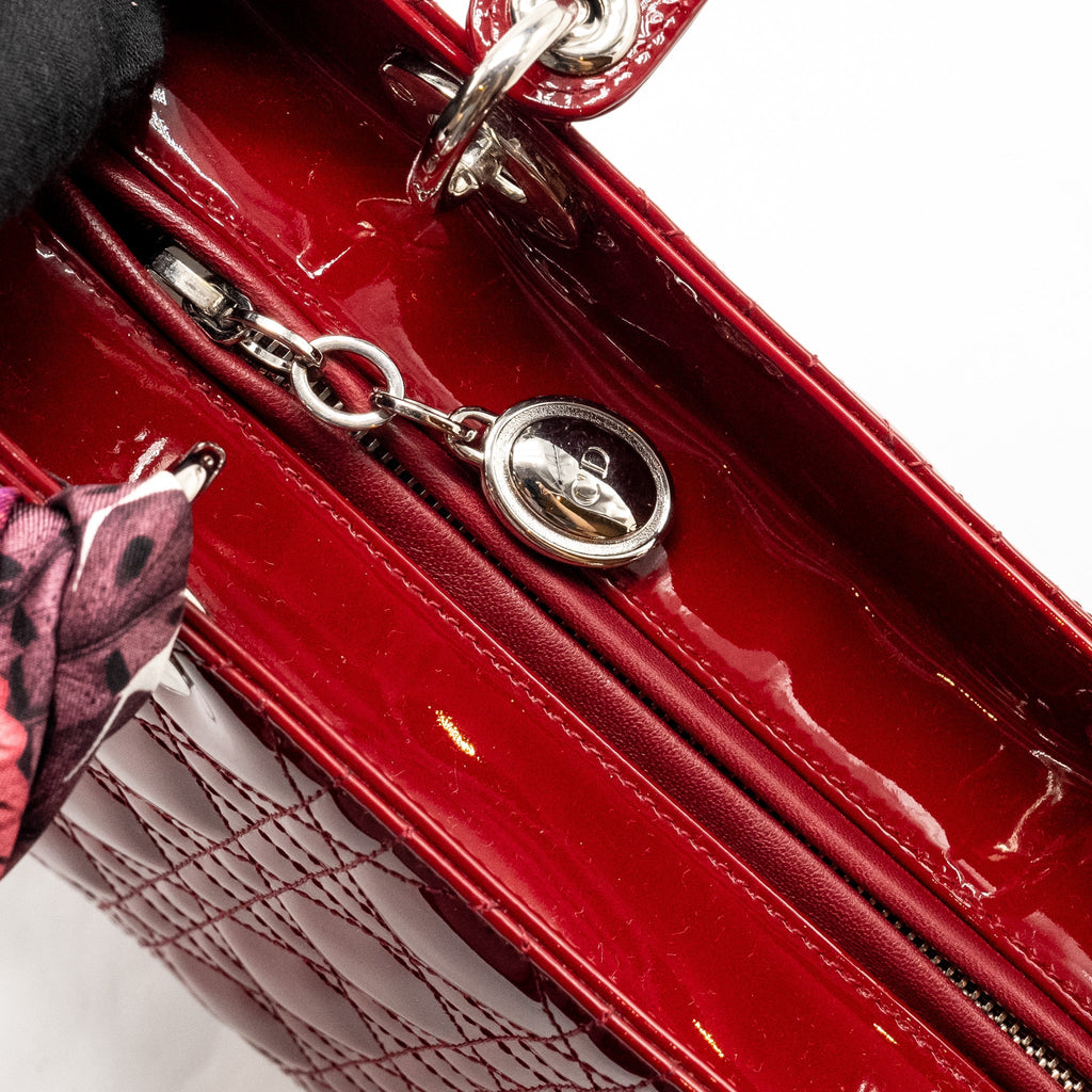 DIOR MEDIUM LADYDIOR PATENT DARK RED SHW