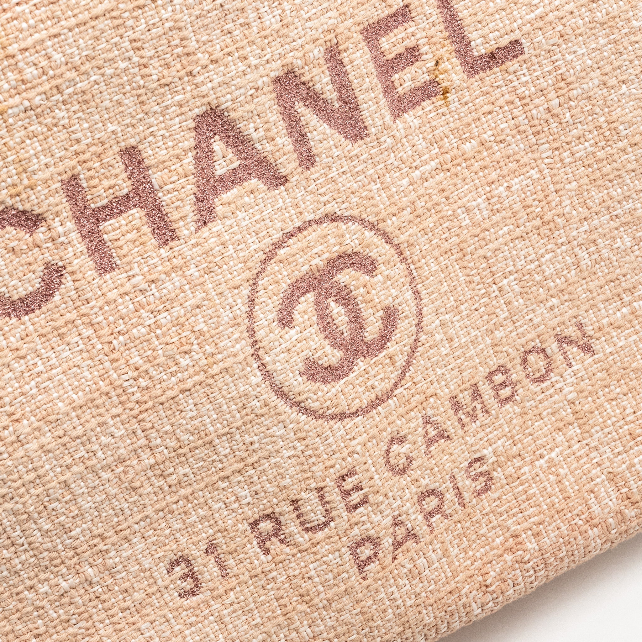 CHANEL DEAUVILLE TOTE BAG CANVAS/ CALFSKIN PINK SHW