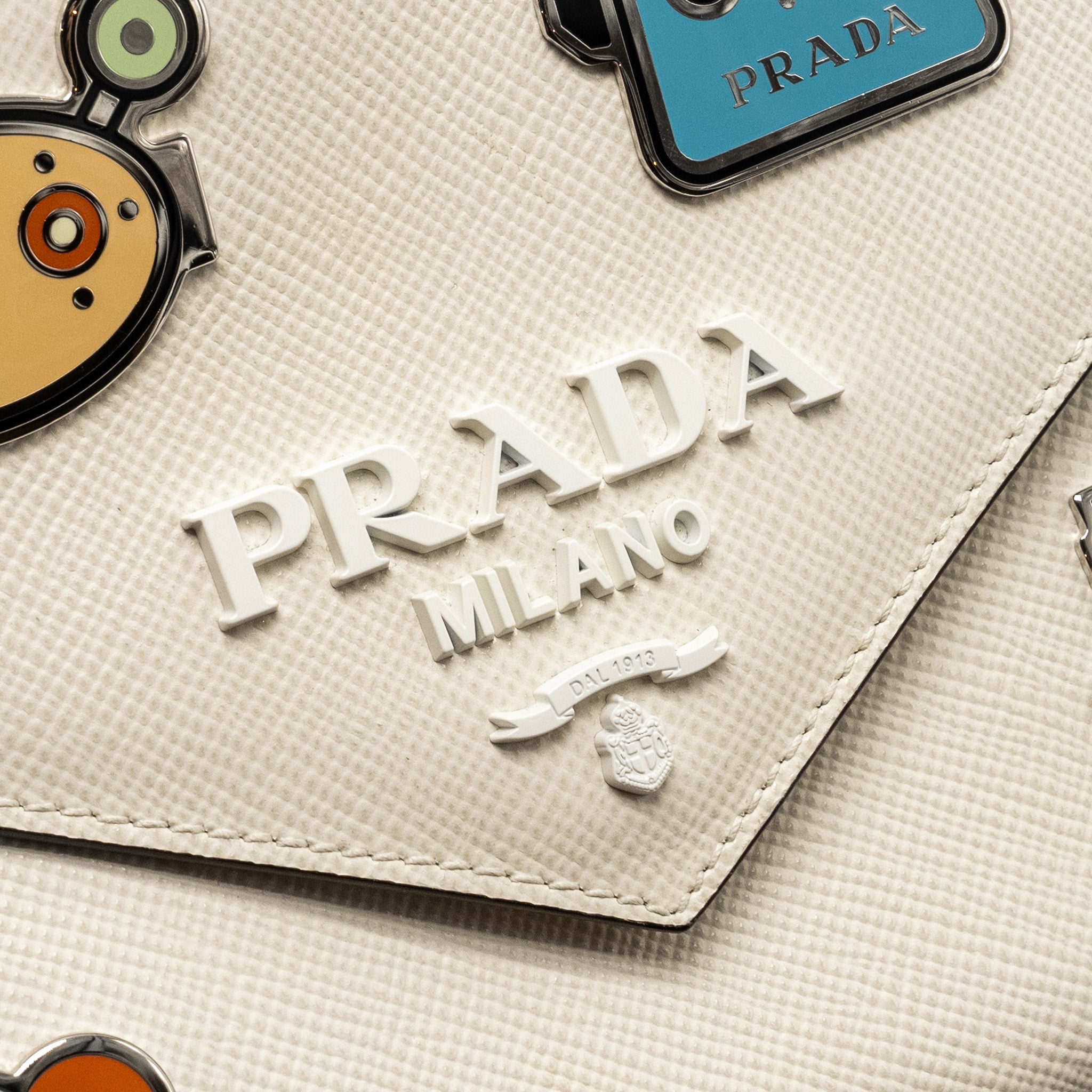 PRADA SAFFIANO ROBOT MONOCHROM CROSSBODY BAG WHITE SHW