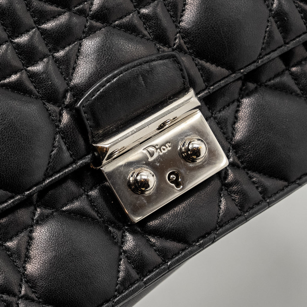 DIOR MISS DIOR PROMENADE POUCH BAG LAMBSKIN BLACK SHW