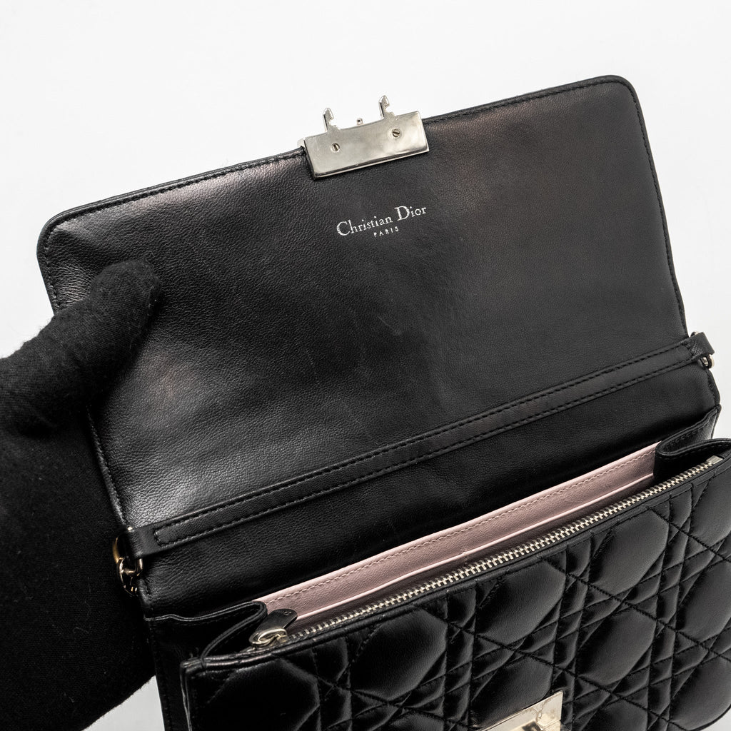 DIOR MISS DIOR PROMENADE POUCH BAG LAMBSKIN BLACK SHW