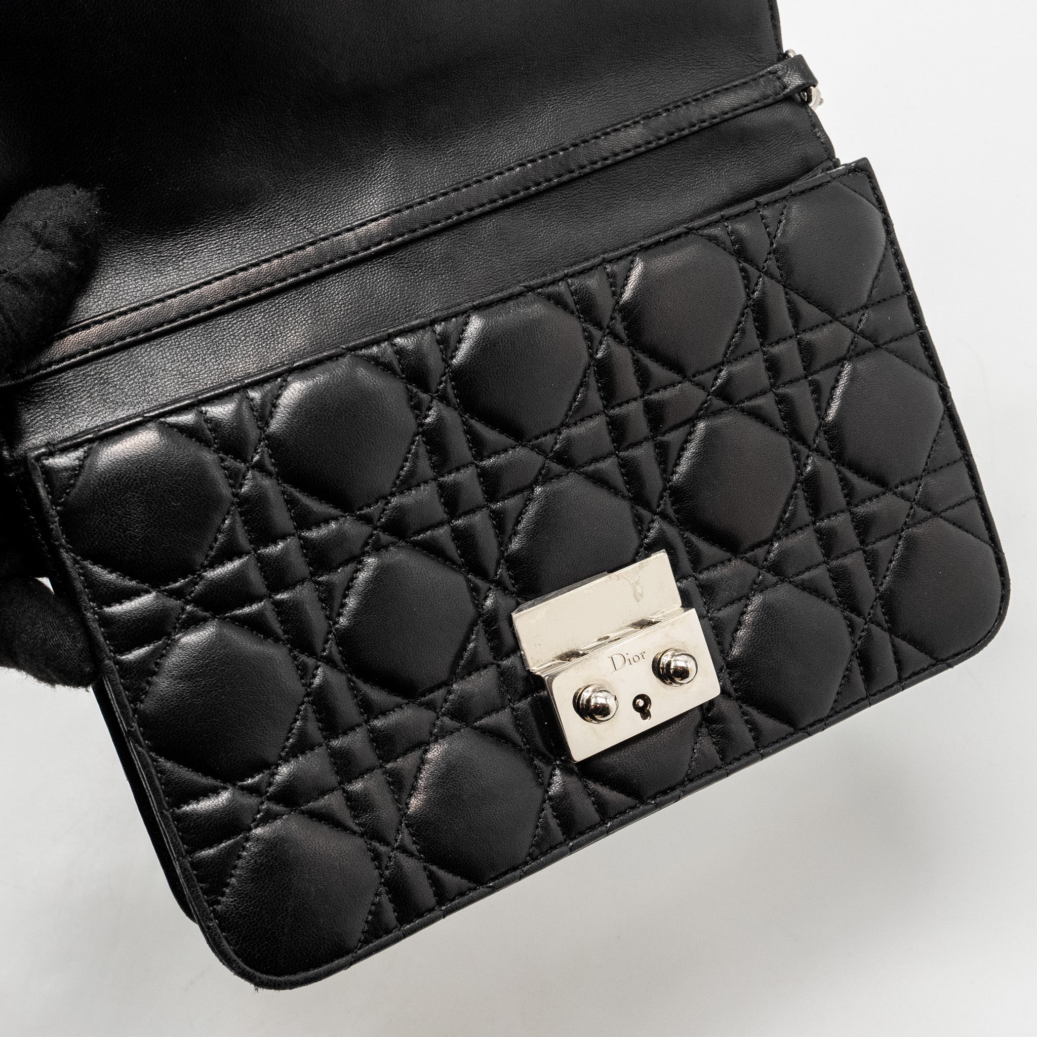 DIOR MISS DIOR PROMENADE POUCH BAG LAMBSKIN BLACK SHW