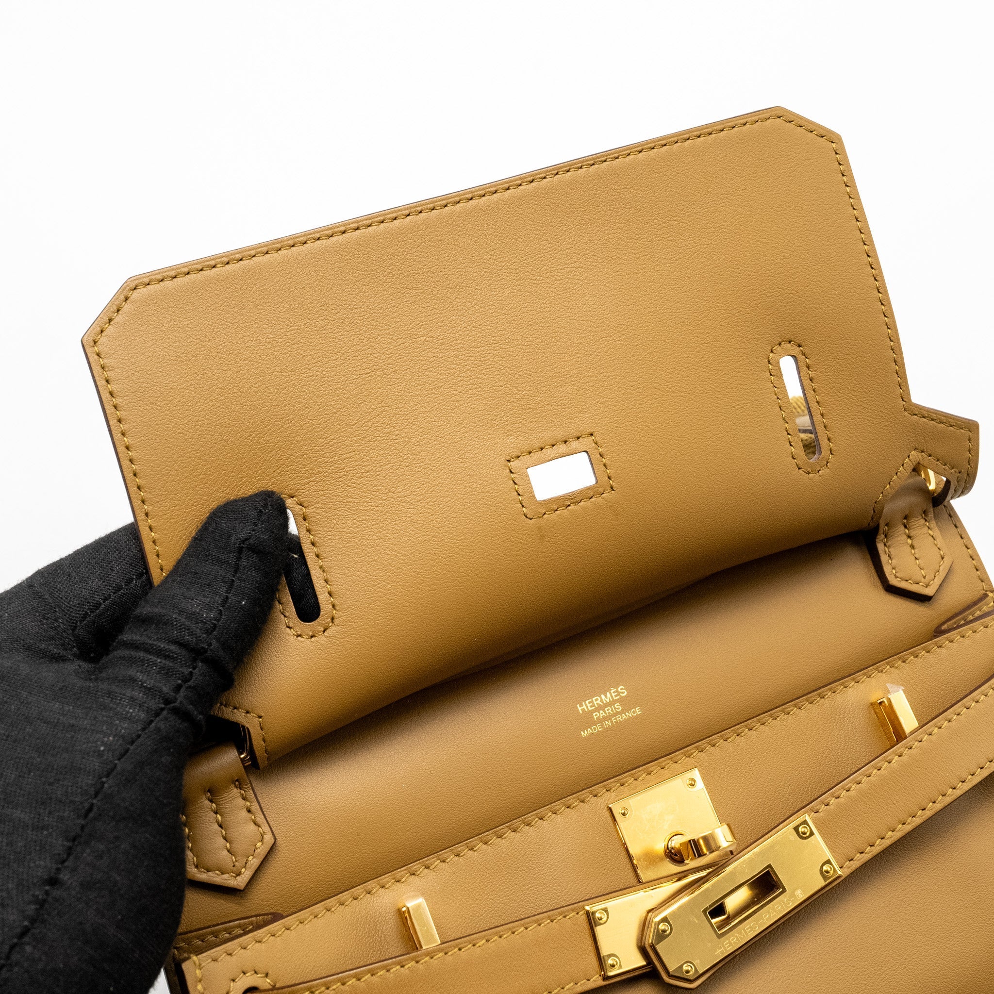 HERMES MINI JYPSIERE SWIFT BRONZE DORE/KRAFT GHW