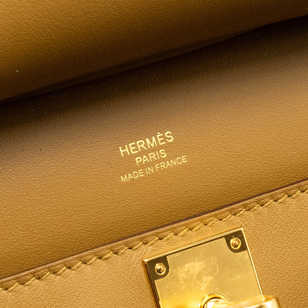 HERMES MINI JYPSIERE SWIFT BRONZE DORE/KRAFT GHW