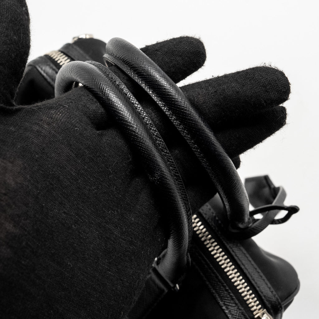PRADA TOP HANDLE RE-EDITION 2005 NYLON BAG BLACK SHW
