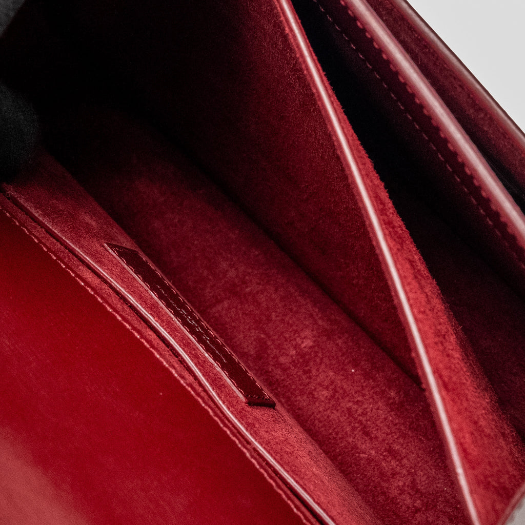 SAINT LAURENT/YSL SUNSET BAG CALFSKIN BURGUNDY SHW