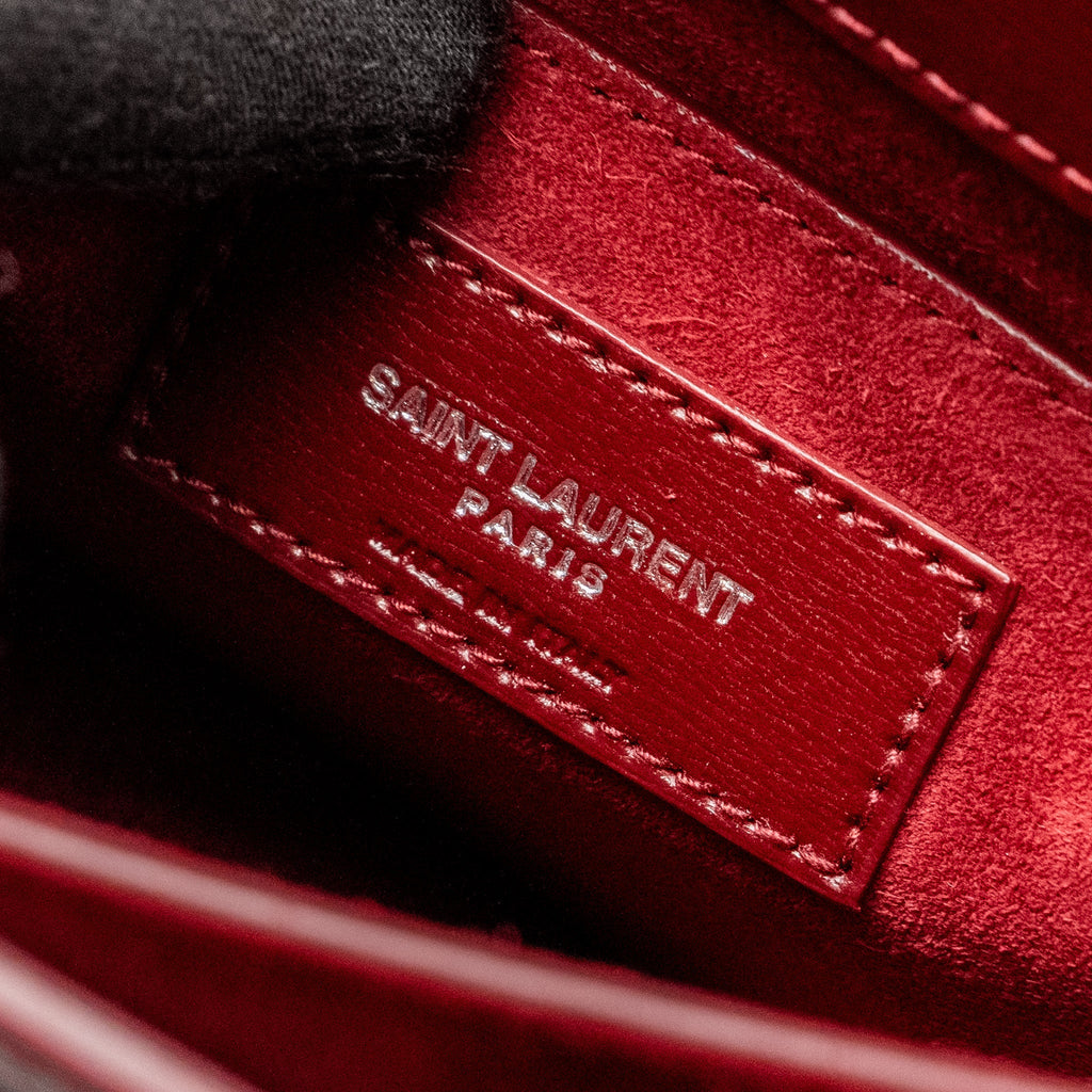 SAINT LAURENT/YSL SUNSET BAG CALFSKIN BURGUNDY SHW