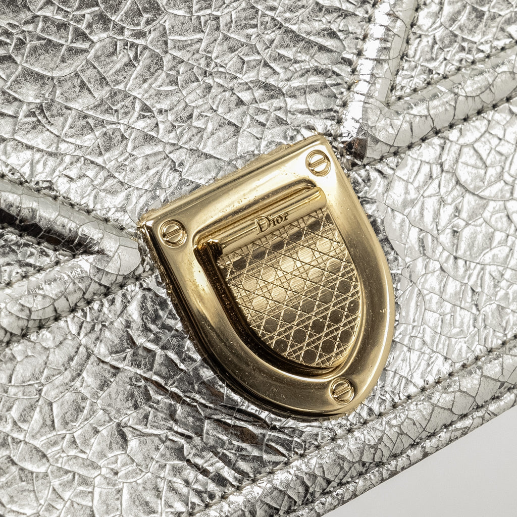 DIOR MINI DIORAMA BAG LEATHER METALLIC SILVER LGHW