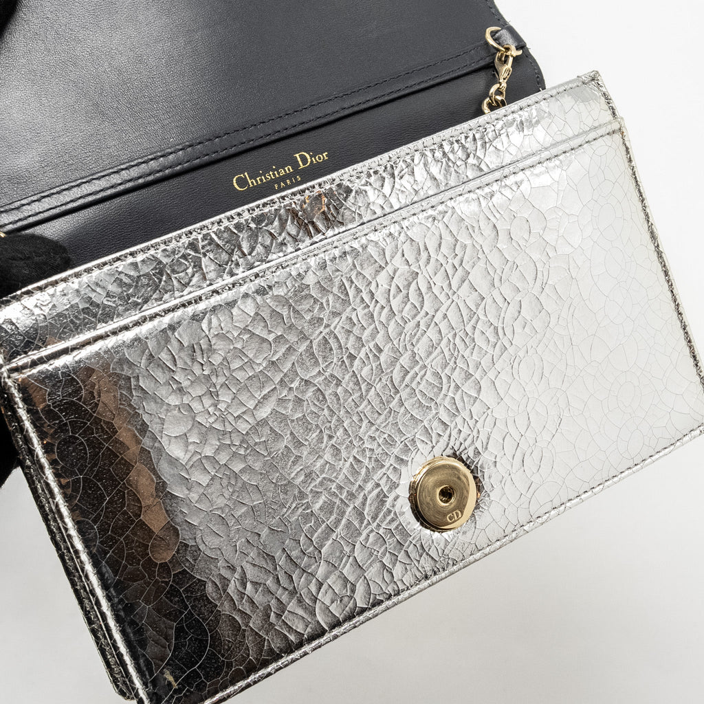 DIOR MINI DIORAMA BAG LEATHER METALLIC SILVER LGHW