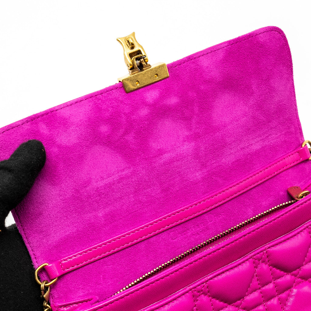 DIOR DIORADDICT WALLET ON CHAIN LAMBSKIN PINK GHW