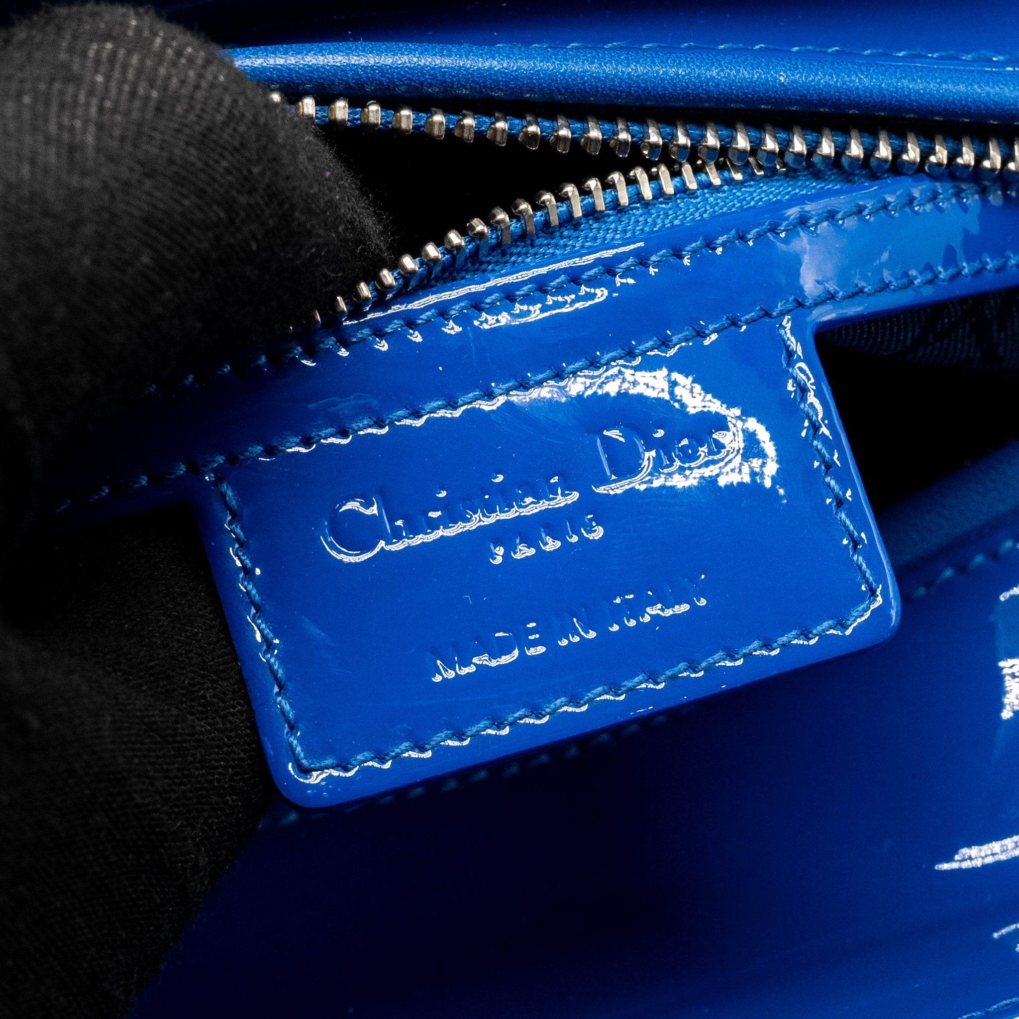 DIOR MEDIUM LADY DIOR PATENT BLUE SHW