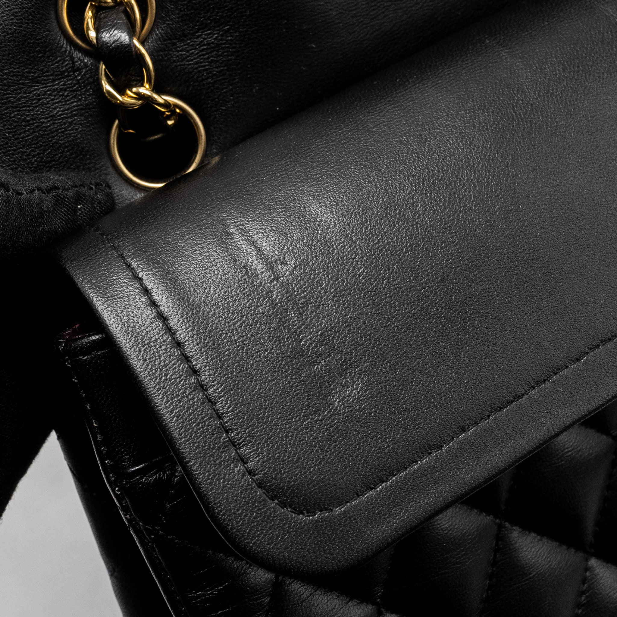 CHANEL MEDIUM CLASSIC DOUBLE  FLAP BAG LAMBSKIN BLACK GHW