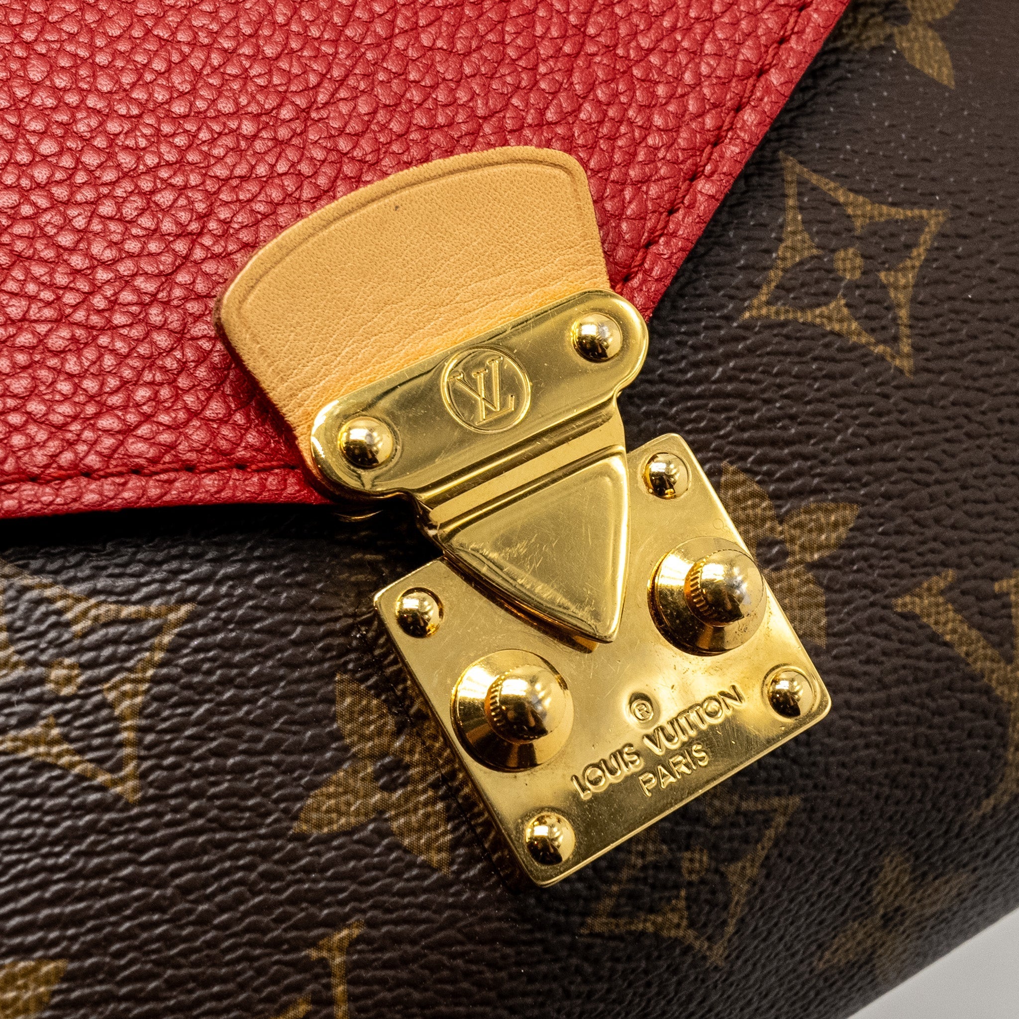 LOUIS VUITTON PALLAS CHAIN BAG MONOGRAM CANVAS/LEATHER RED GHW