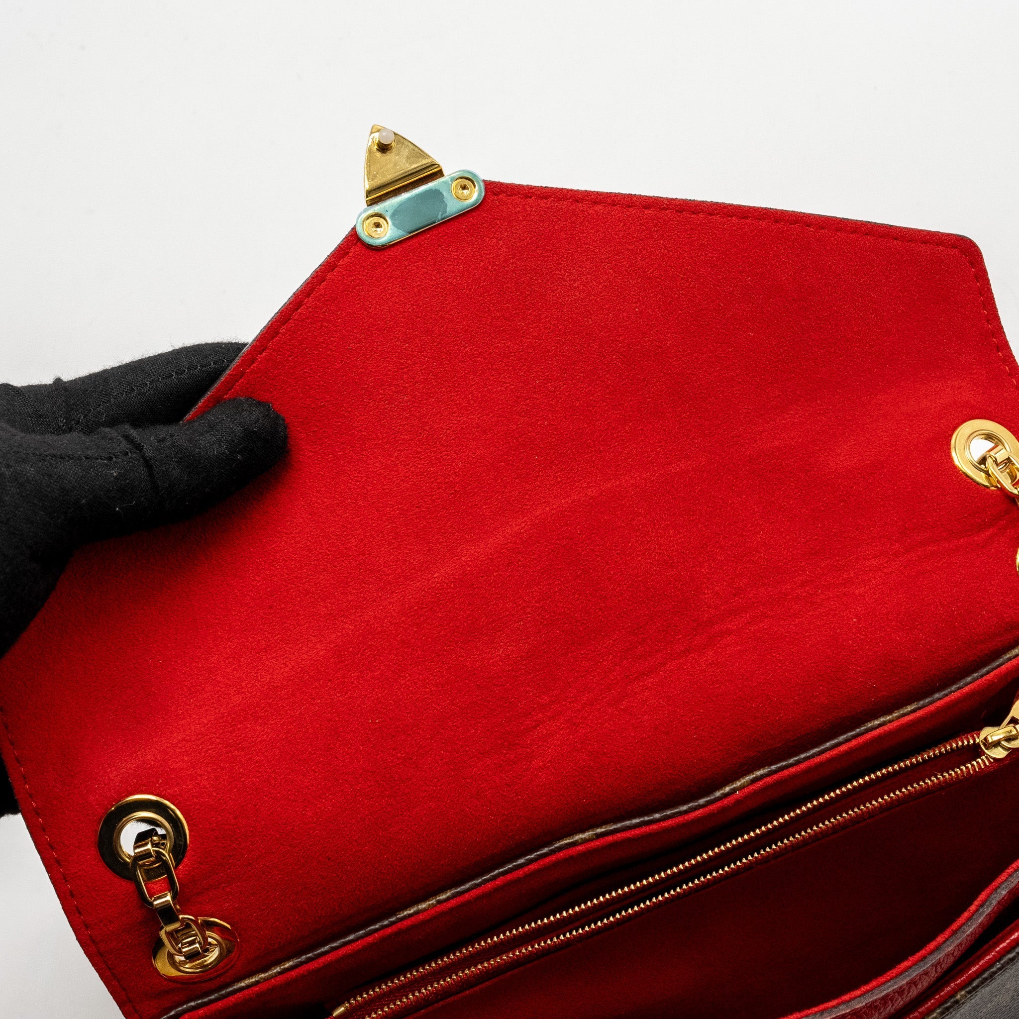 LOUIS VUITTON PALLAS CHAIN BAG MONOGRAM CANVAS/LEATHER RED GHW
