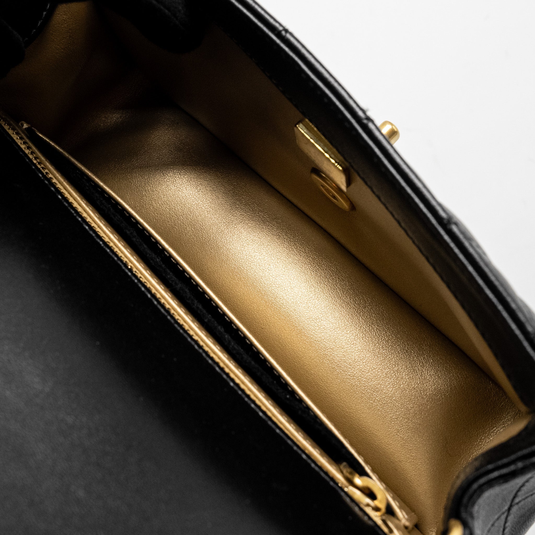 CHANEL 24K PEARL CRUSH MINI RECTANGULAR FLAP BAG SHINY LAMBSKIN BLACK GHW (MICROCHIP)